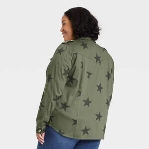 NEW Knox Rose Lightweight Utility Jacket Shacket Stars Plus Size Womens 1X
